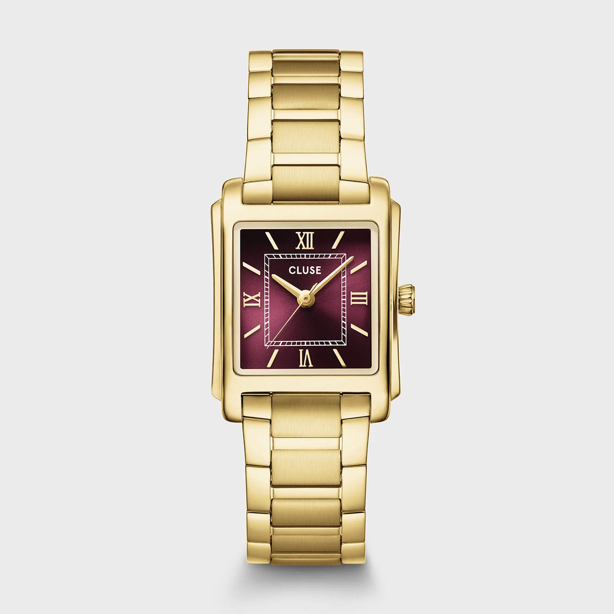 Cluse 22mm Anglée Dark Cherry Dial Yellow Gold Tone Watch