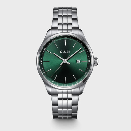 Cluse 41mm Anthéor Beveled Green Stainless Steel Link Watch