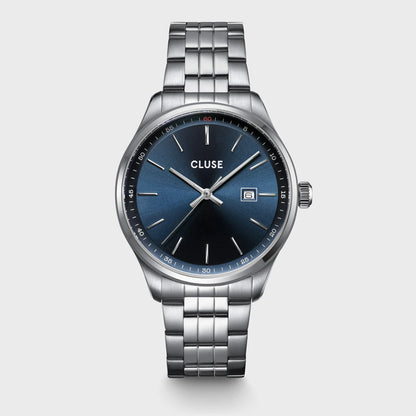 Cluse 41mm Anthéor Beveled Blue Stainless Steel Link Watch