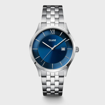 Cluse 40mm Aravis Blue Dial Stainless Steel Link Watch