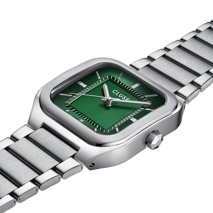 Cluse 35mm Quadrus Green Dial Stainless Steel Watch