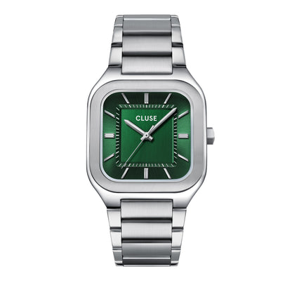 Cluse 35mm Quadrus Green Dial Stainless Steel Watch