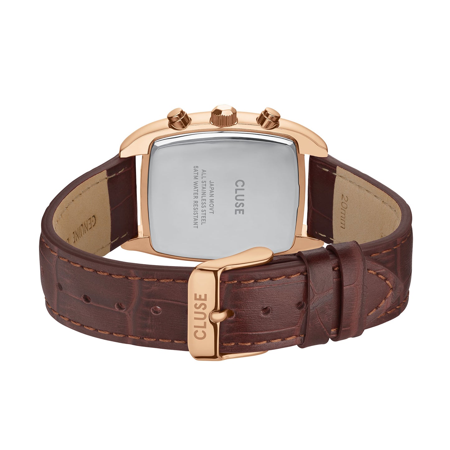 Cluse 35mm Quartaut Rose & Brown Chronograph Leather Strap Watch