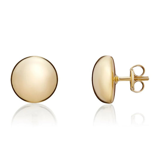 9ct Yellow Gold 10mm Polished Button Stud Earrings