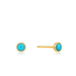 Ania Haie Yellow Gold Plated Turquoise Cabochon Stud's