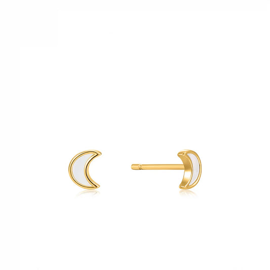 Ania Haie Gold Plate Mother of Pearl Emblem Stud's