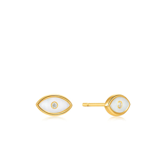 Ania Haie Gold Plate Mother of Pearl Evil Eye Stud's