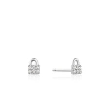 Load image into Gallery viewer, Ania Haie Sterling Silver CZ Padlock Sparkle Earring&#39;s