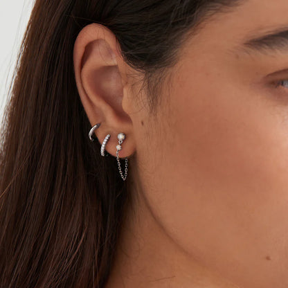 Ania Haie Rhodium Plated Silver Smooth Mini Huggie Hoop Earrings