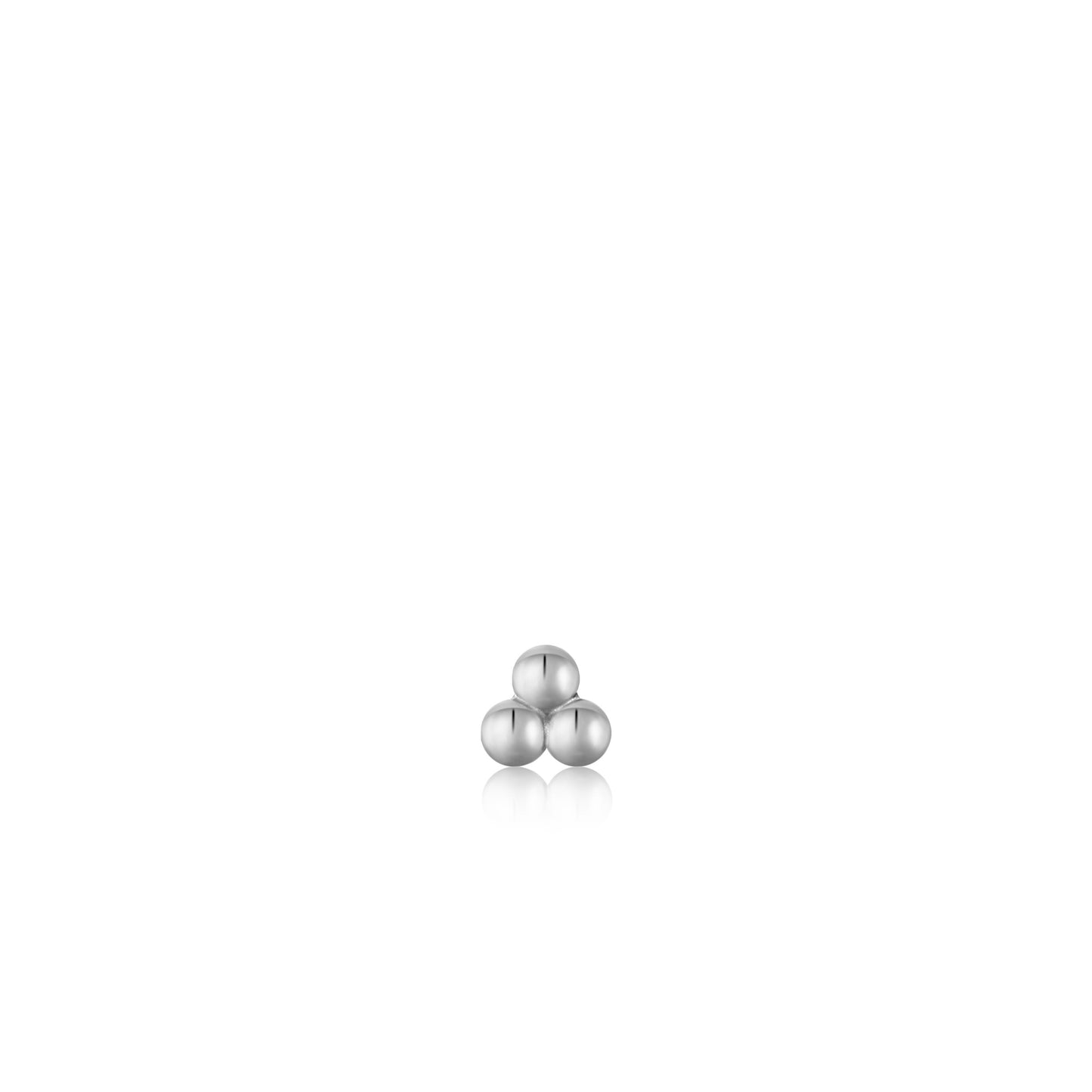 Ania Haie Rhodium Plated Silver Triple Ball Single Stud Earring