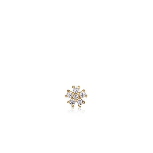 Ania Haie Yellow Gold Plated Sparkle Flower CZ Single Cartilage Stud