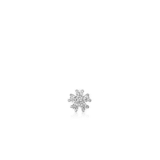 Ania Haie Rhodium Plated Silver Sparkle Flower CZ Single Cartilage Stud