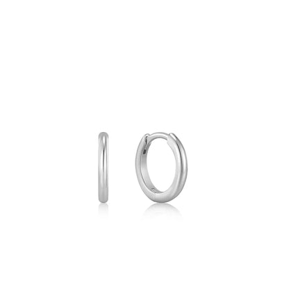 Ania Haie Rhodium Plated Silver Smooth Mini Huggie Hoop Earrings