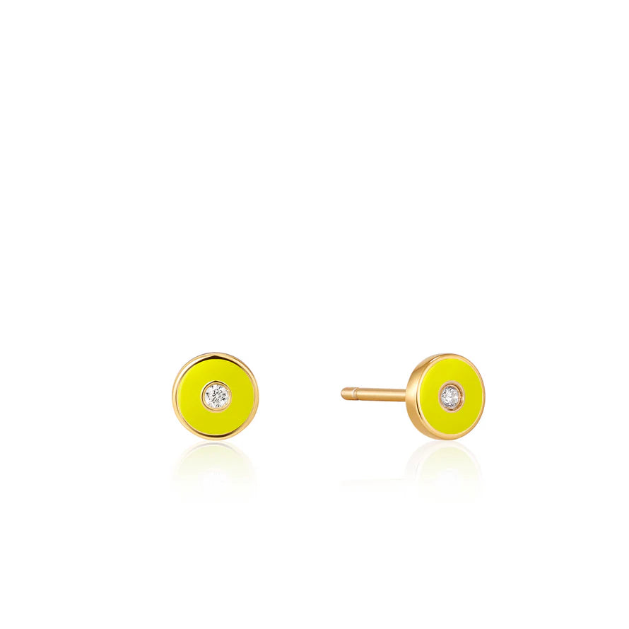 Ania Haie Gold Plate Enamel Disc Stud Earrings