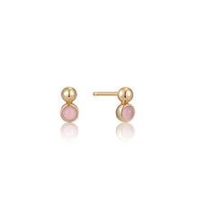 Load image into Gallery viewer, Ania Haie Yellow Gold Orb Rose Quartz Stud Earrings