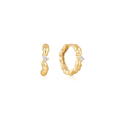 Ania Haie Gold Plate CZ Twisted Wave Hoop's