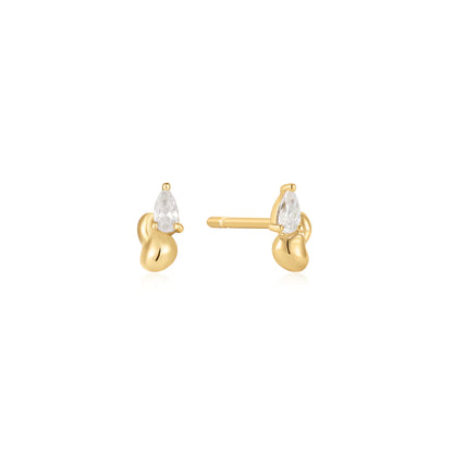 Ania Haie Gold Plate Twisted Wave CZ Stud Earring's