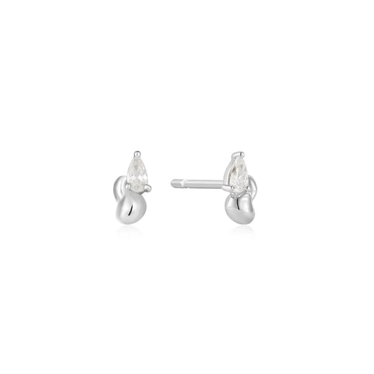 Ania Haie Rhodium Plated Silver Twisted Wave Stud Earring's