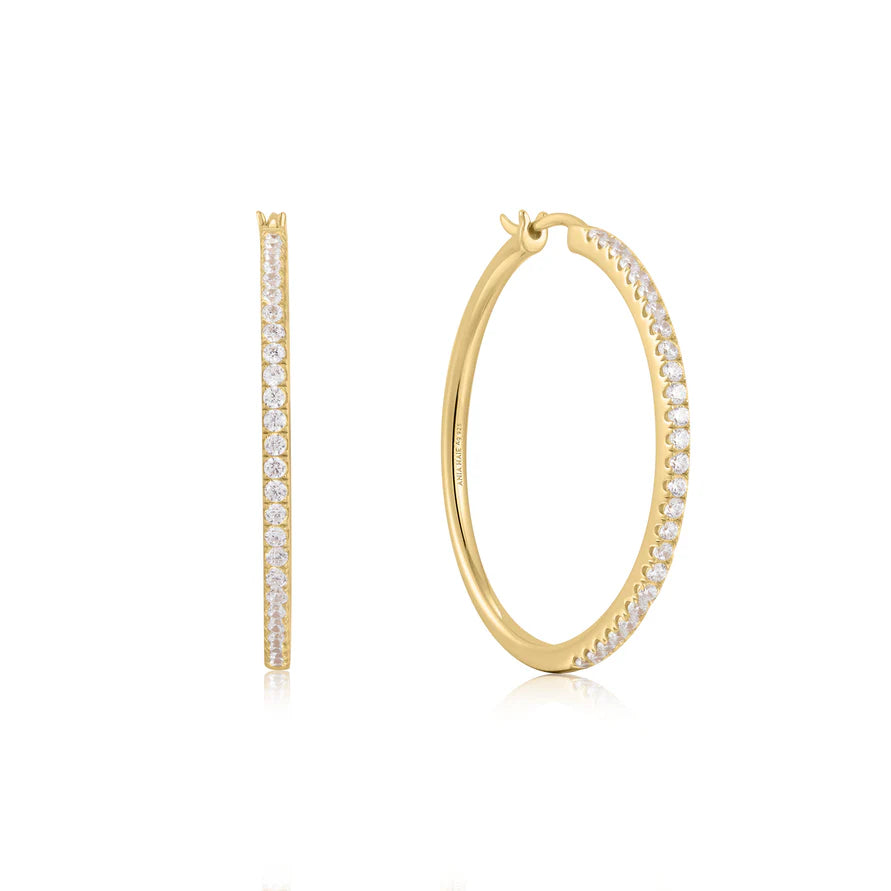 Ania Haie Gold Plated CZ Pavé Hoop Earrings