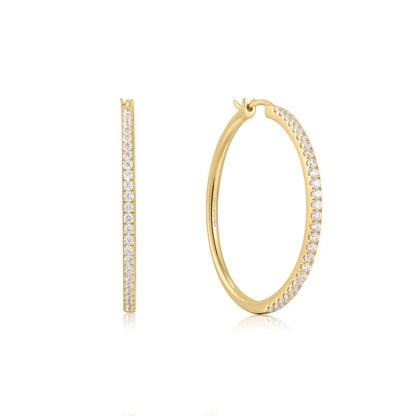 Ania Haie Gold Plated CZ Pavé Hoop Earrings