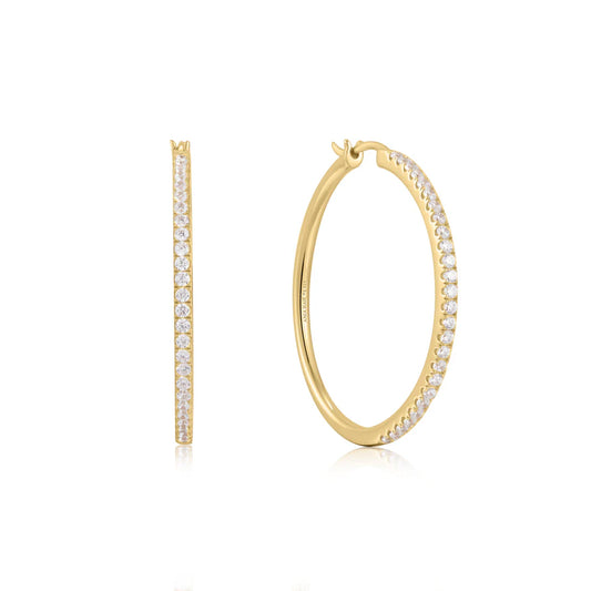 Ania Haie Gold Plated CZ Pavé Hoop Earrings