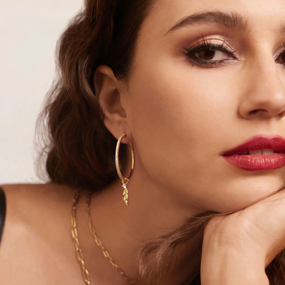 Ania Haie Gold Plated CZ Pavé Hoop Earrings