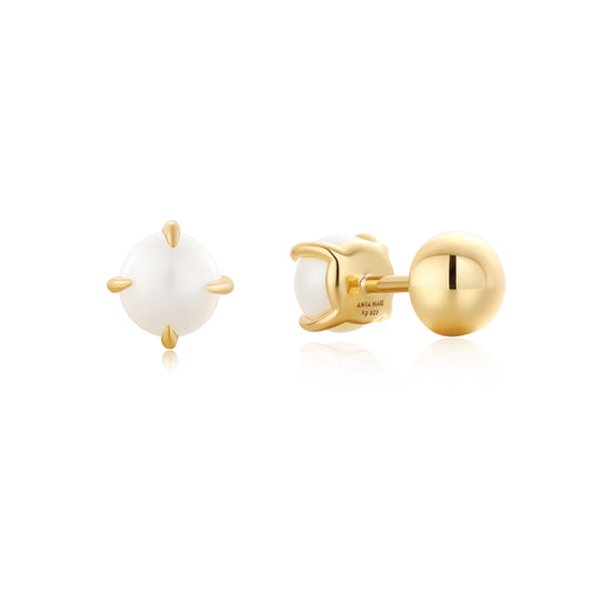 Ania Haie Yellow Gold Plated Double Sided Gold Orb Pearl Earring's