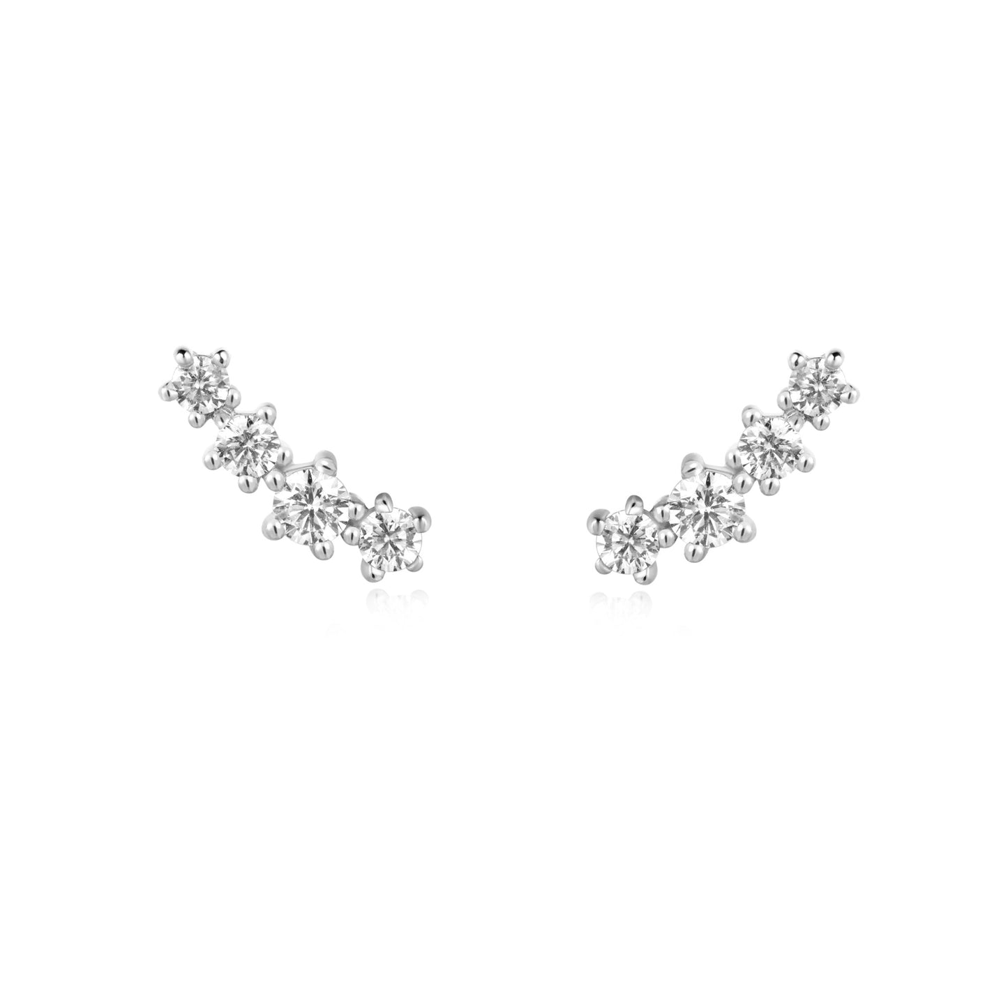 Ania Haie Silver Round CZ Sparkle Climber Studs