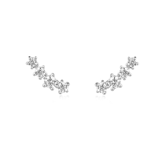 Ania Haie Silver Round CZ Sparkle Climber Studs