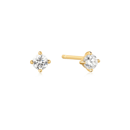 Ania Haie Yellow Gold Plate Solitaire CZ Stud Earrings