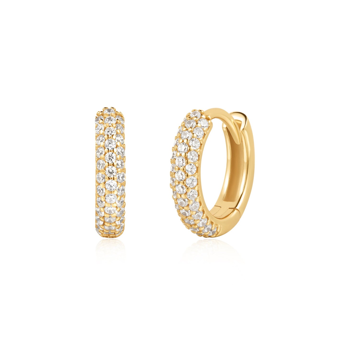 Ania Haie Yellow Gold Plate CZ Pavé Huggie Hoops