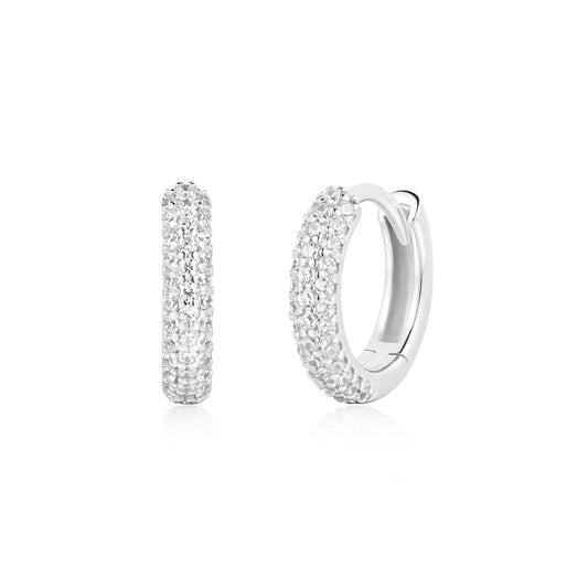 Ania Haie Silver CZ Pavé Huggie Hoops