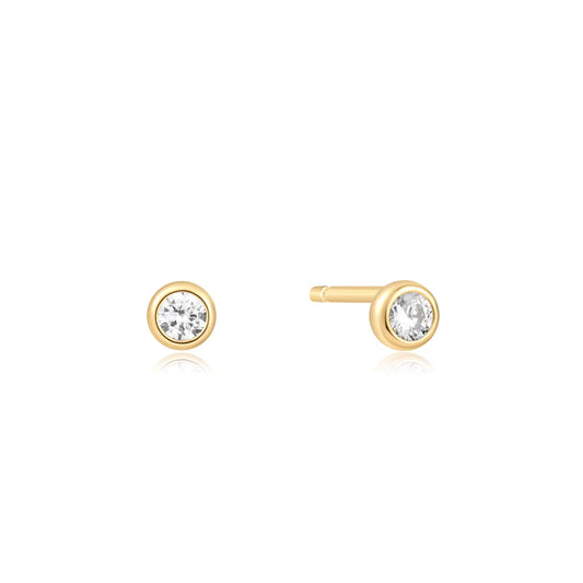 Ania Haie Gold Plate Solitaire CZ Stud Earrings