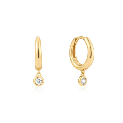 Ania Haie Gold Drop CZ Huggie Earrings