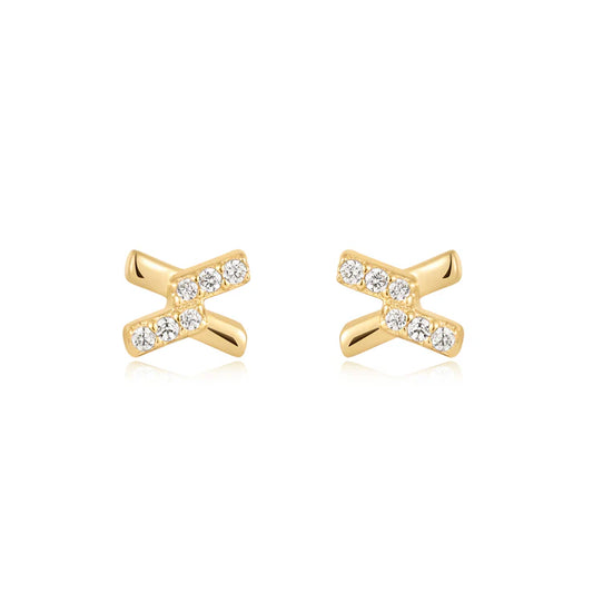 Ania Haie Gold Cross CZ Stud Earrings