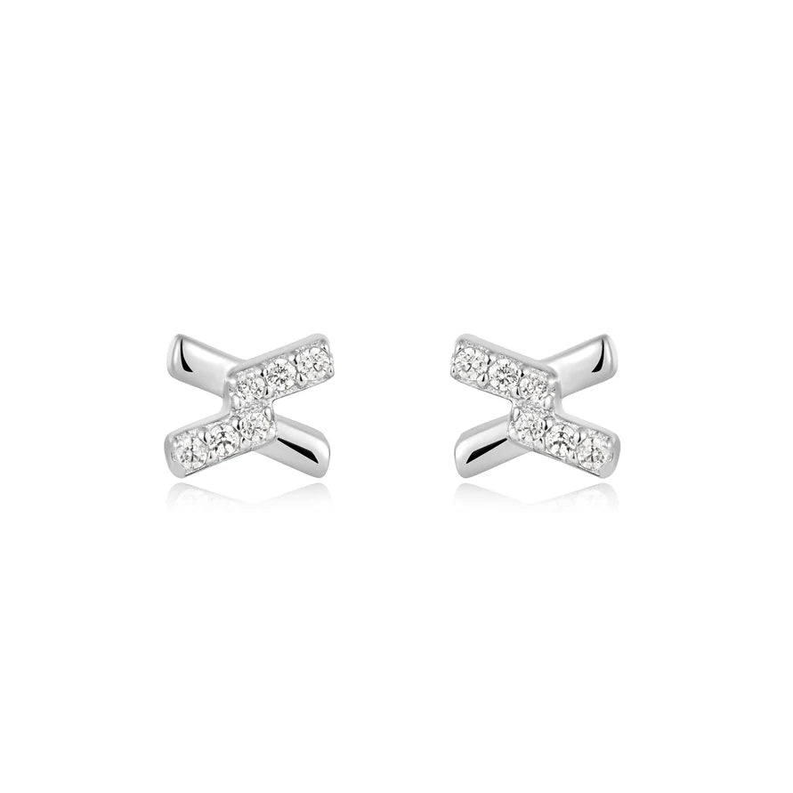 Ania Haie Silver Cross CZ Stud Earrings