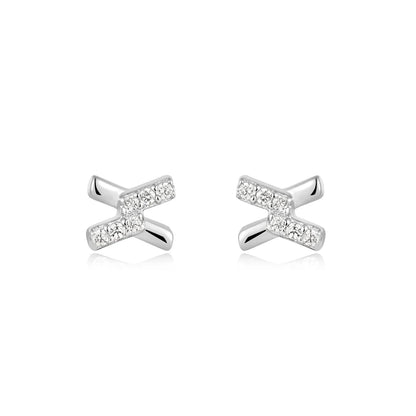 Ania Haie Silver Cross CZ Stud Earrings