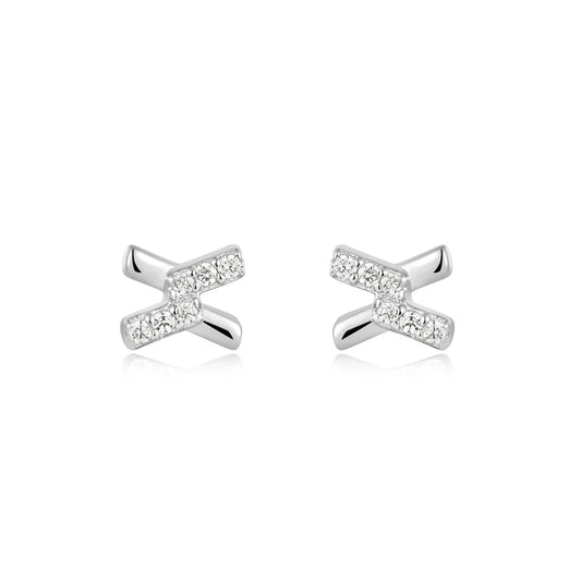 Ania Haie Silver Cross CZ Stud Earrings