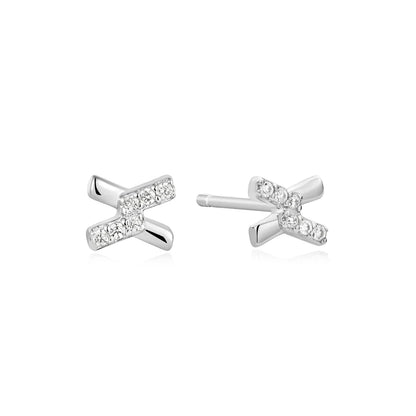 Ania Haie Silver Cross CZ Stud Earrings