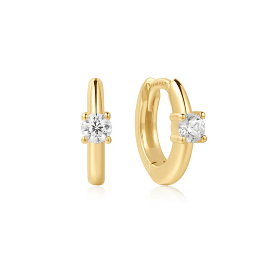 Ania Haie Gold Plated CZ Mini Huggie Earrings