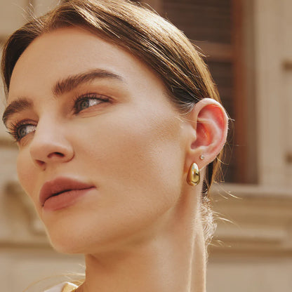 Ania Haie Gold Plated Bold Medium Dome Hoop Earrings