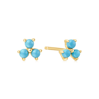 Ania Haie Gold Plated Lab Created Turquoise Lotus Stud Earrings
