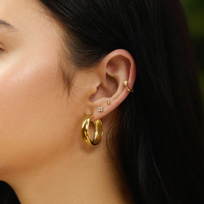 Ania Haie Gold Plate Four-Petal CZ Stud Earrings