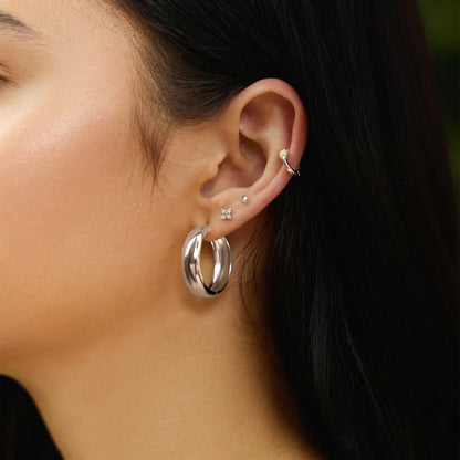 Ania Haie Silver Four-Petal CZ Stud Earrings