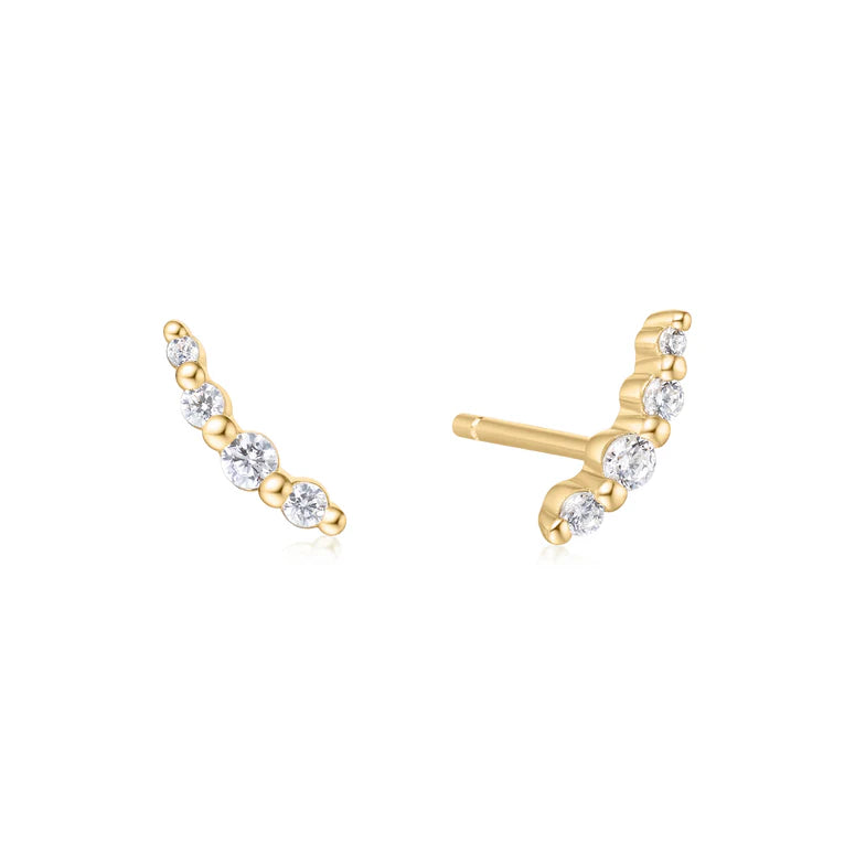 Ania Haie Yellow Gold Plate Round CZ Bezel Climber Studs