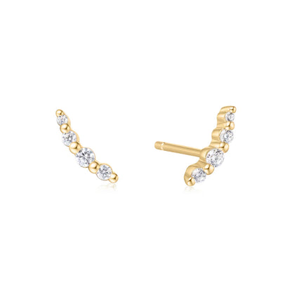 Ania Haie Yellow Gold Plate Round CZ Bezel Climber Studs