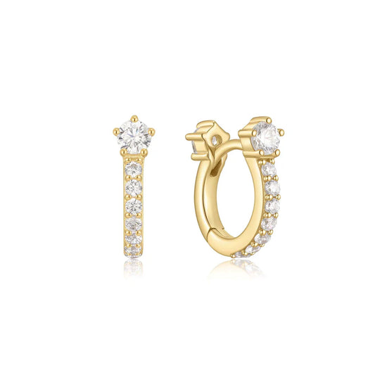 Ania Haie Gold Plated CZ Pavé Huggie Hoop Earrings