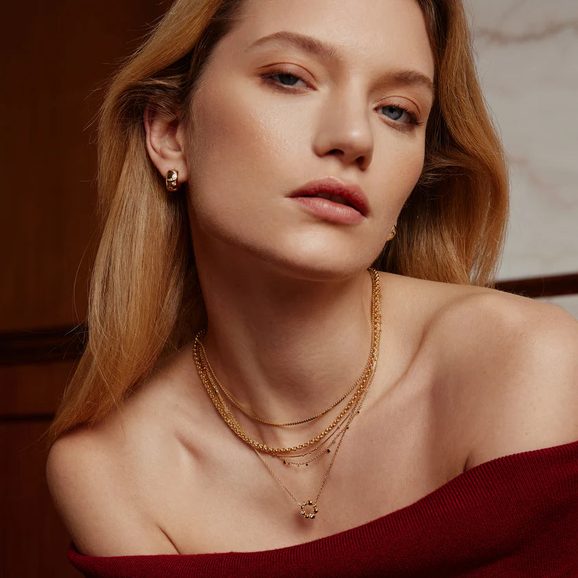 Ania Haie Gold Plated CZ Celestial Chunky Huggie Hoop Earrings