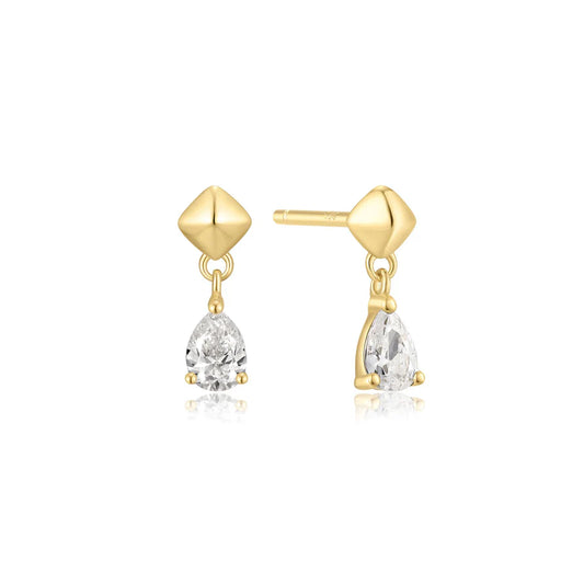 Ania Haie Gold Plated Drop CZ Threaded Stud Earrings