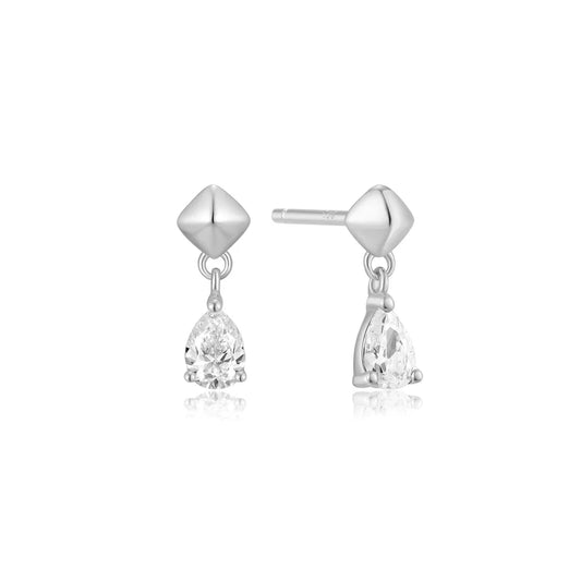 Ania Haie Silver Drop CZ Threaded Stud Earrings